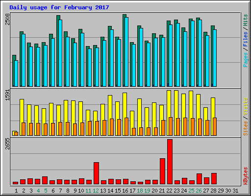 Daily usage for February 2017