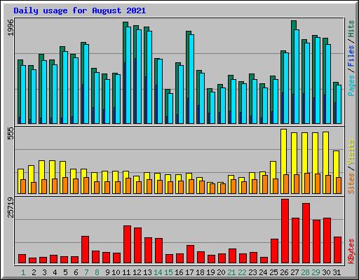 Daily usage for August 2021