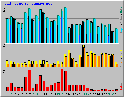 Daily usage for January 2022