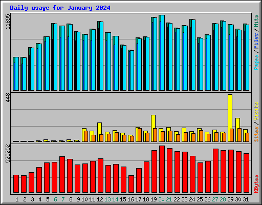 Daily usage for January 2024